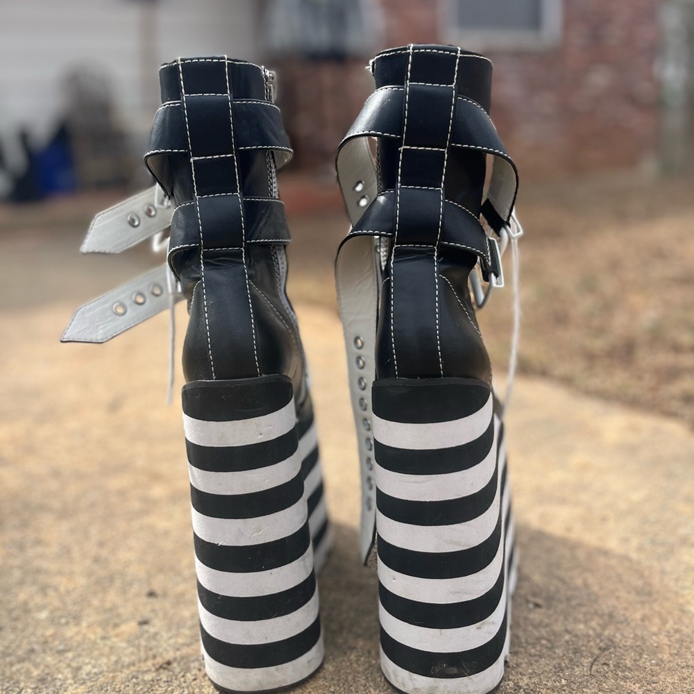 Current Mood Striped Double Stack Platform Boots - image 4